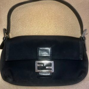 Fendi Black Mama Forever Baguette Shoulder Flap